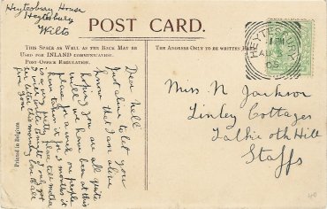 Heytesbury House Postcard Reverse