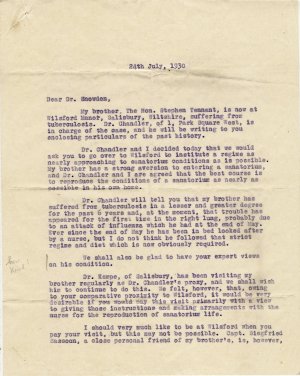 Letter from Lord Glenconner